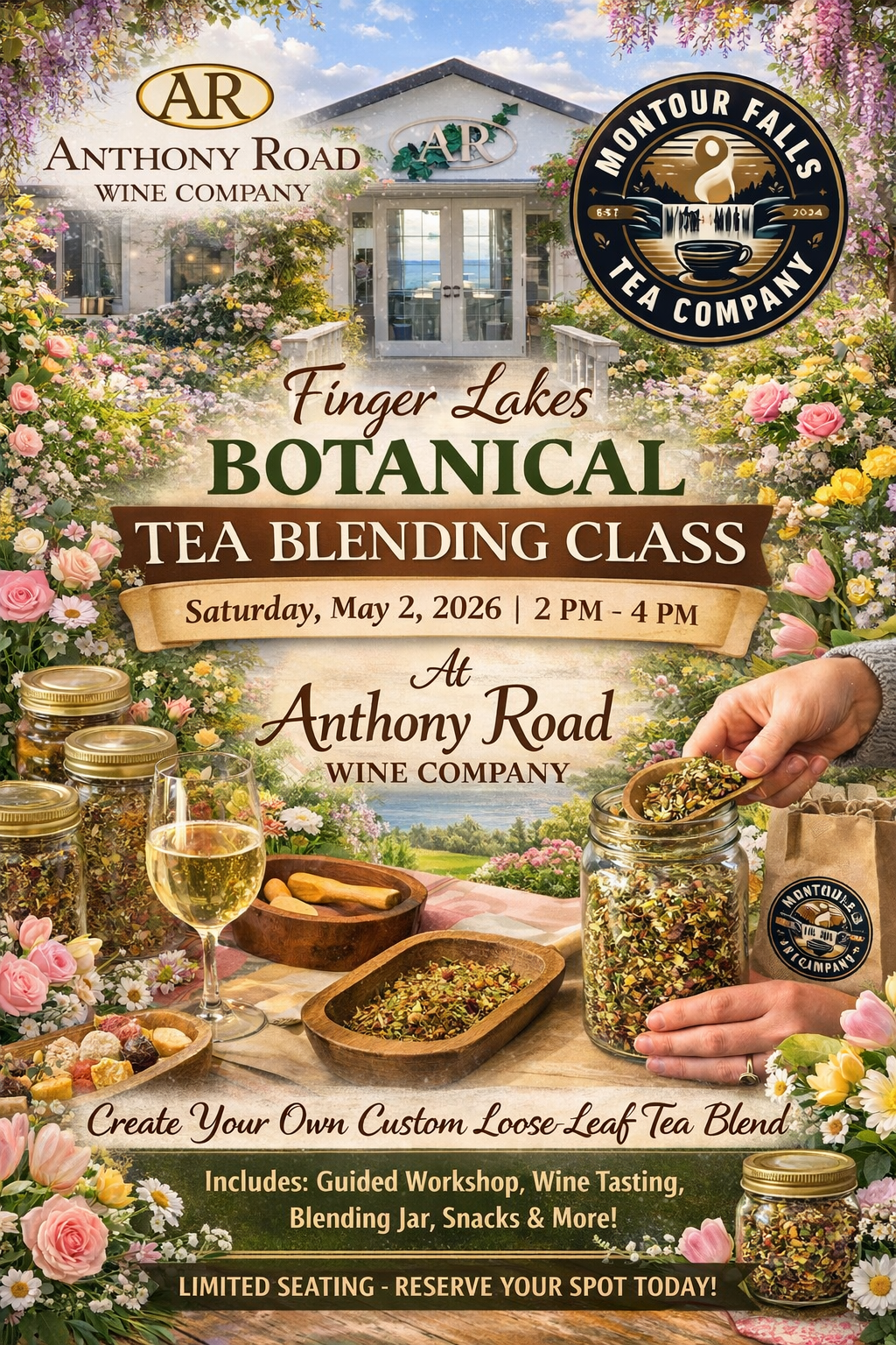 Anthony Road Wine Company Finger Lakes Botanical Tea Blending Experience